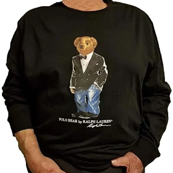 Polo by Ralph Lauren Black Long Sleeve Tee with Bear Graphic - Picture 2 of 2